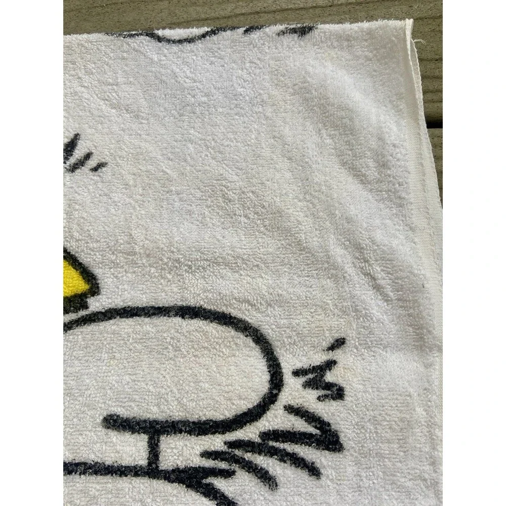 Vintage 1980’s Smurfs White Beach Towel Papa Smurf Surfing Peyo Brainy Smurfette